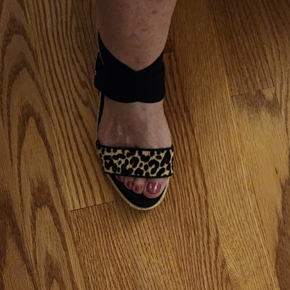 Cole Haan Leopard Print Black Sandals - Picture 6 of 9